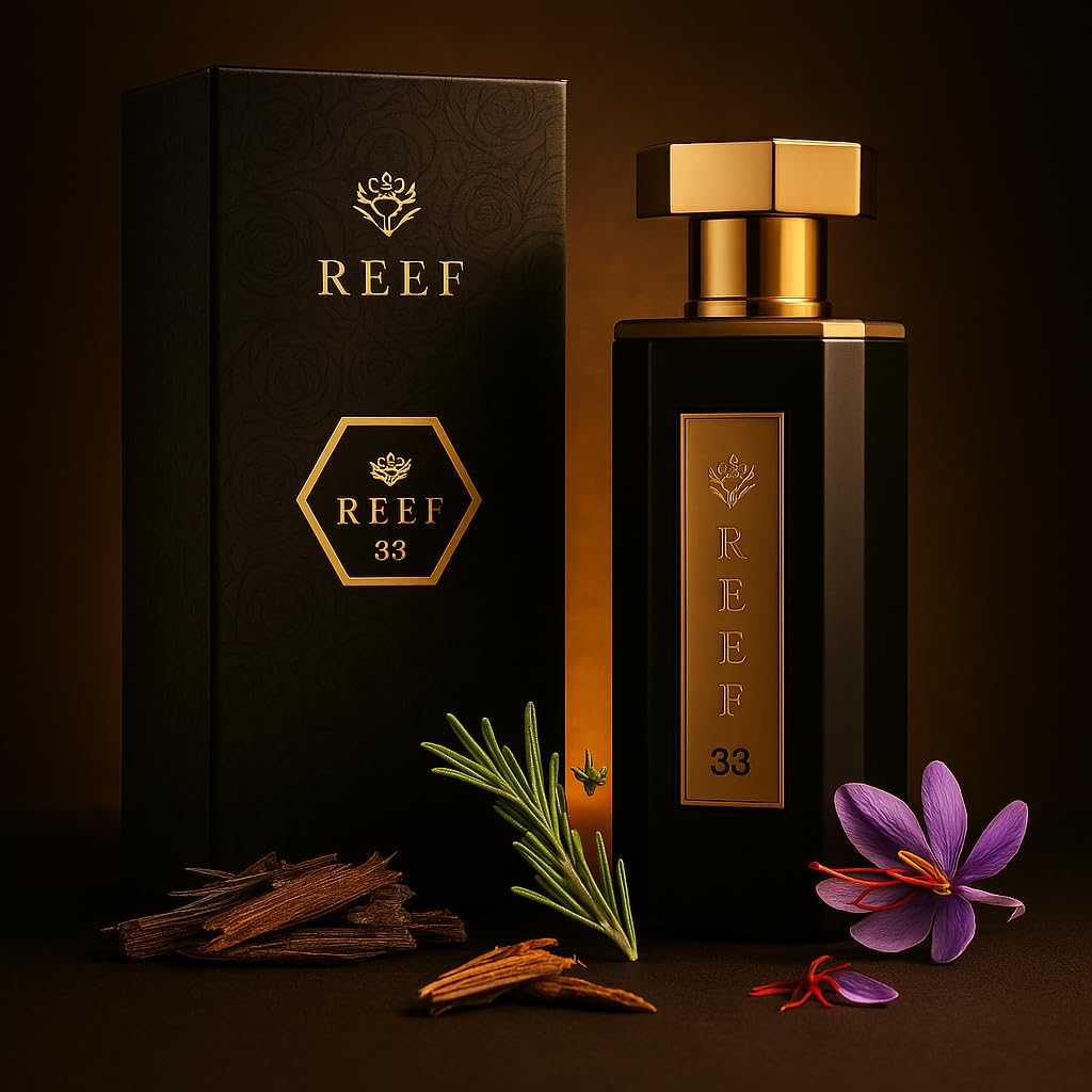 Reef Perfumes Reef33 bottle front showing unisex luxury fragrance