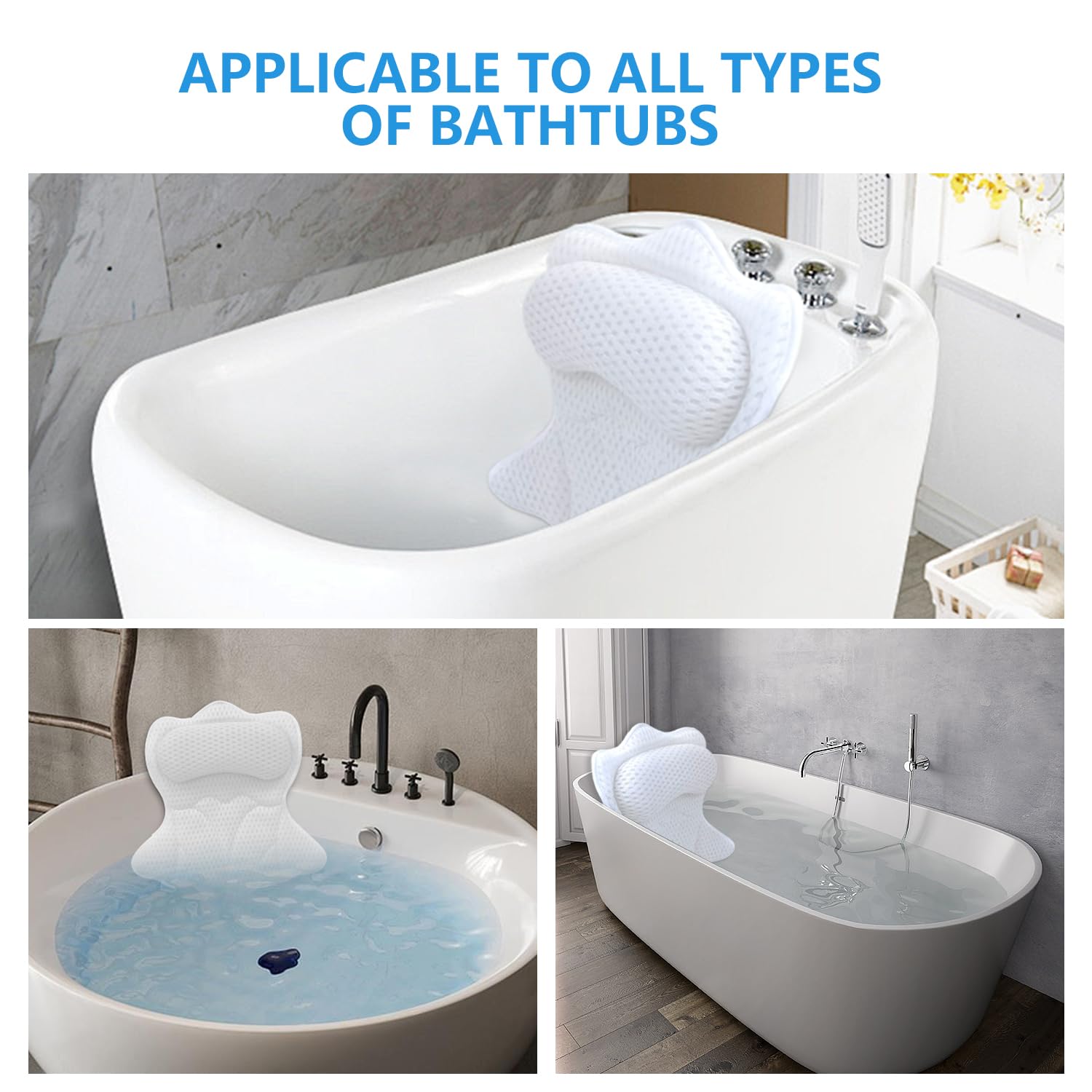 REEZEIVI pillow fits most tubs for versatile, user-friendly installation