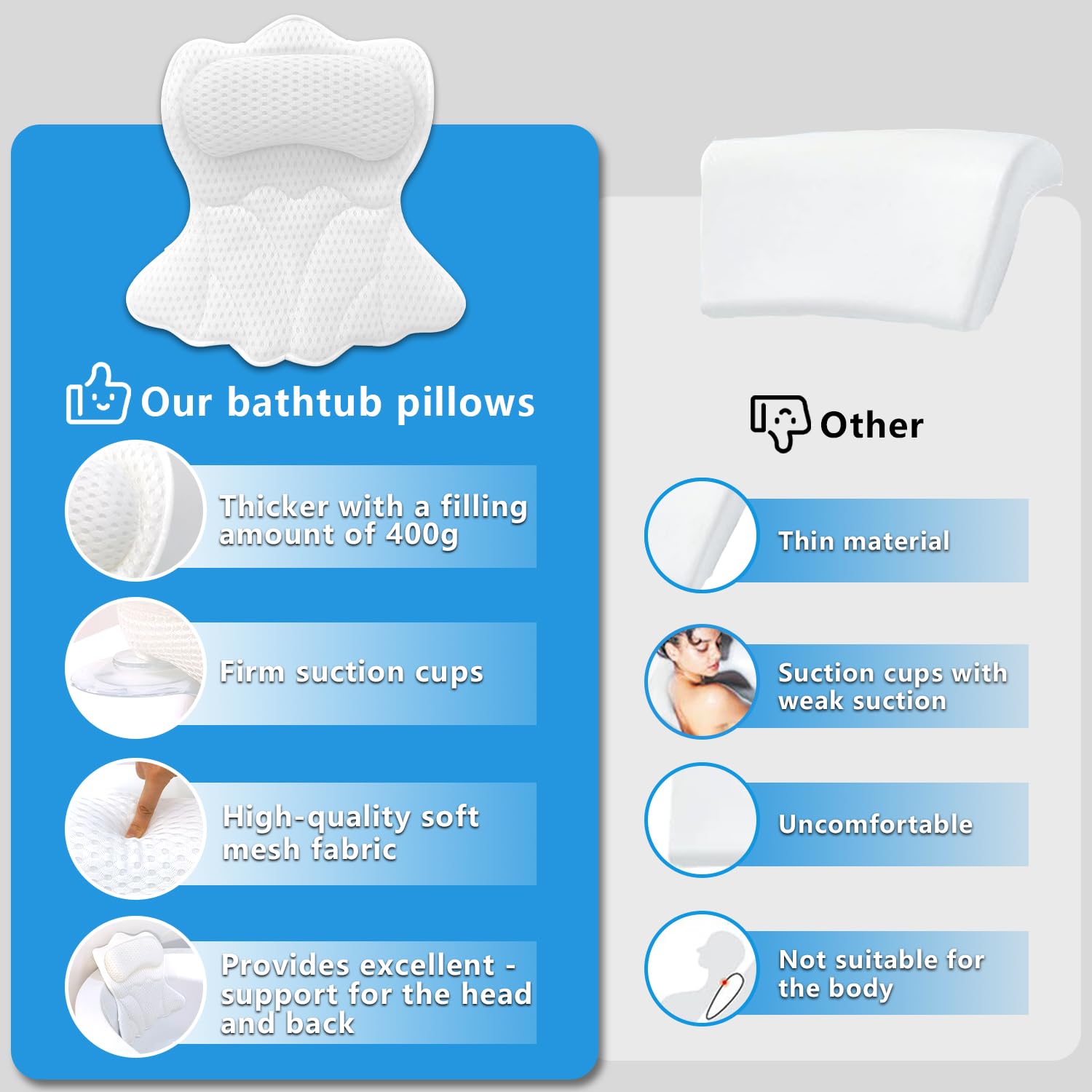 REEZEIVI durable bathtub pillow built to endure frequent use
