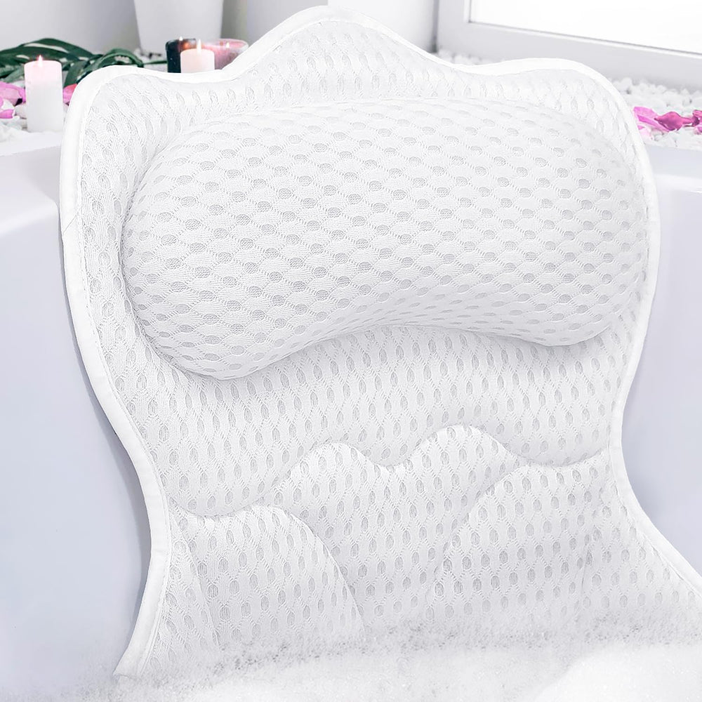 REEZEIVI bath pillow with six suction cups for secure tub grip and steady recline