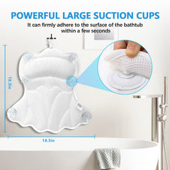 REEZEIVI bath pillow uses soft 4D mesh fabric for breathable, cool comfort