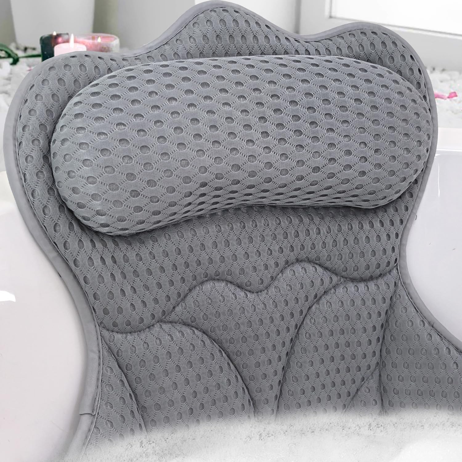 REEZEIVI bath pillow thick-padding for plush neck support during a relaxing soak
