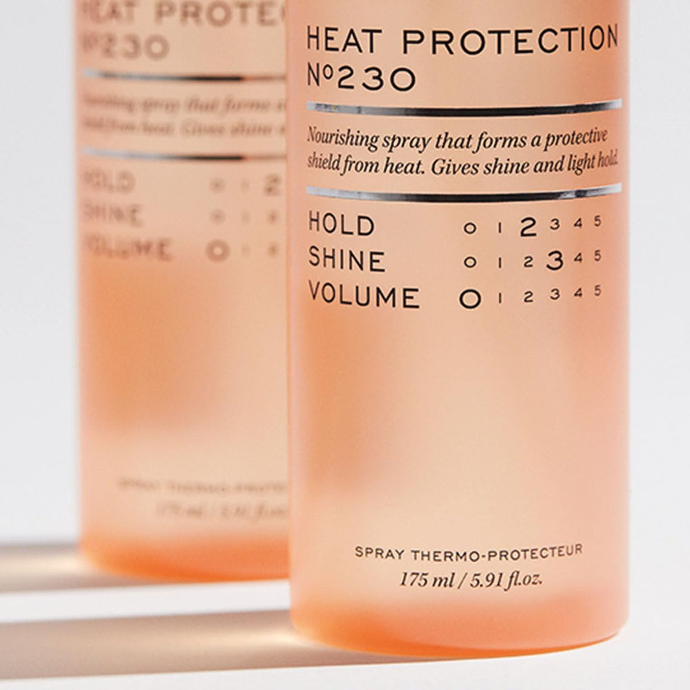 REF 230 Heat Protection Spray finish on hair showing lightweight hold and shine.