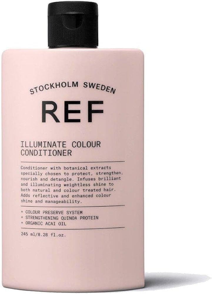 REF Illuminate Colour Conditioner label closeup highlights botanical extracts for protection and nourishment