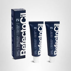 RefectoCil Cream Hair Dye Blue Black on hair demonstrates natural-looking, radiant depth and shine.