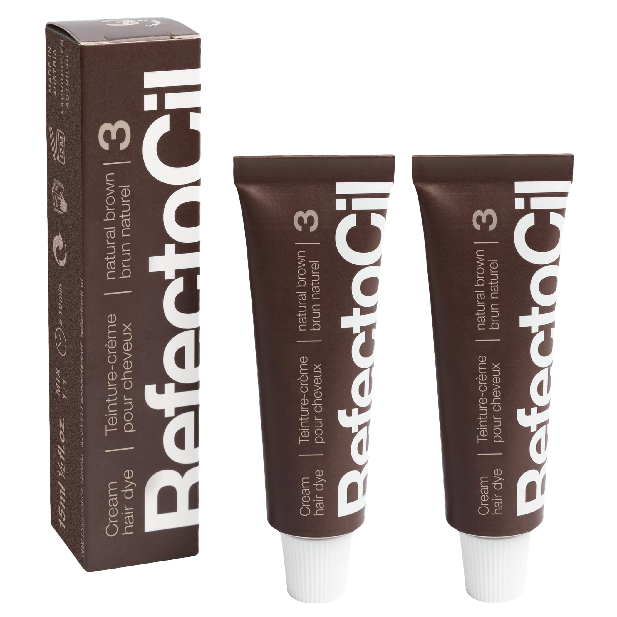refectocil cream hair dye natural brown tube showing easy-to-apply color for long-lasting brunette shade