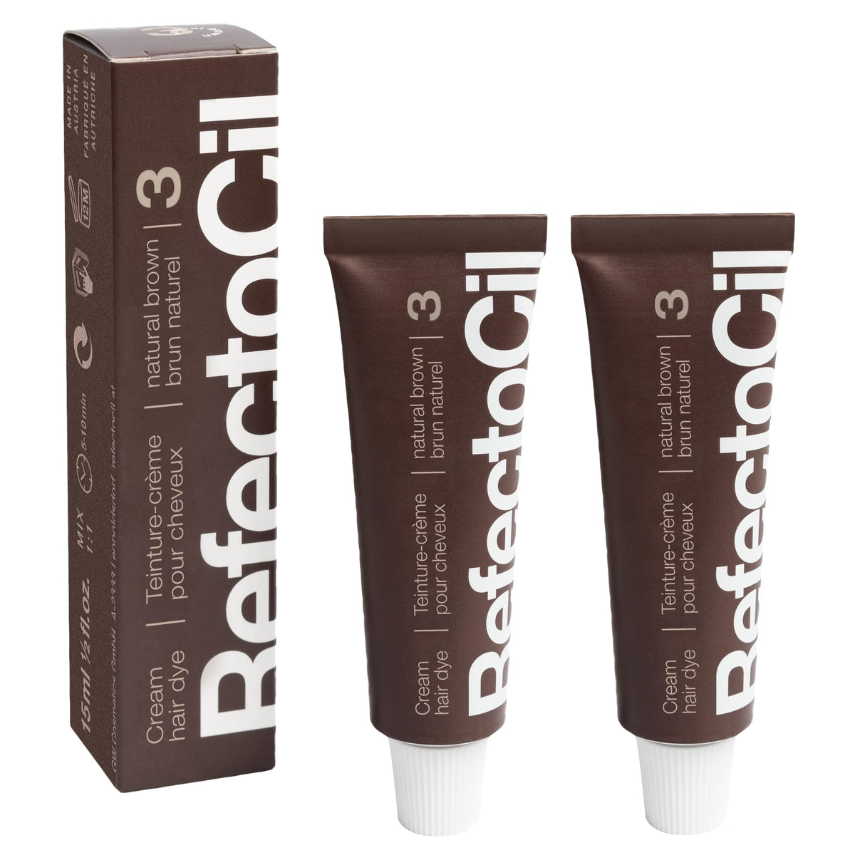 refectocil cream hair dye natural brown tube showing easy-to-apply color for long-lasting brunette shade