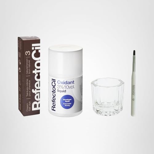 RefectoCil mixing brush and dish for precise, customizable application.