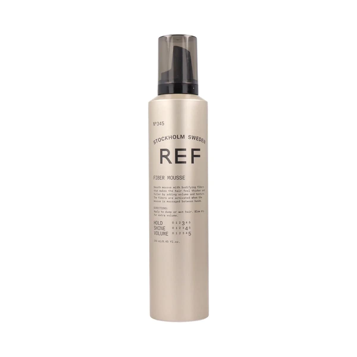 Reference Ref 345 Fiber Mousse bottle showing creamy texture for lightweight volumizing hold.