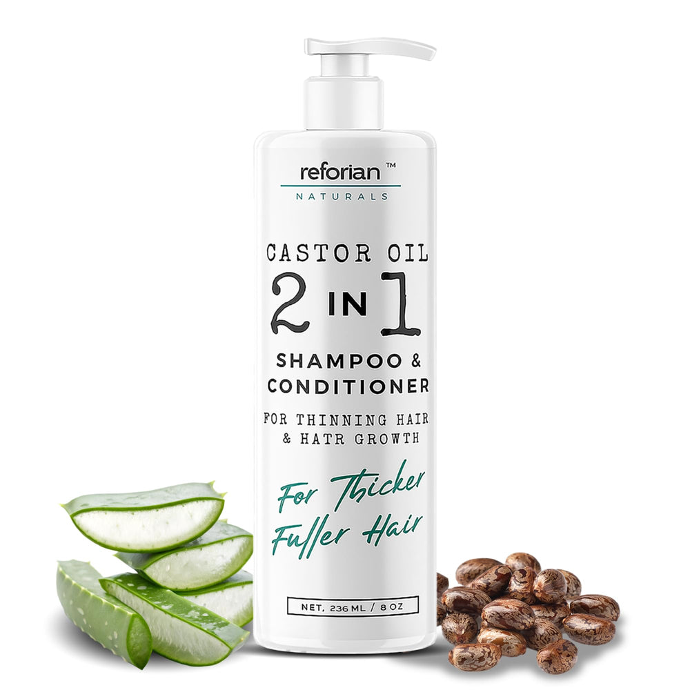 Reforian Castor Oil Shampoo bottle for gentle cleansing and lightweight volume.
