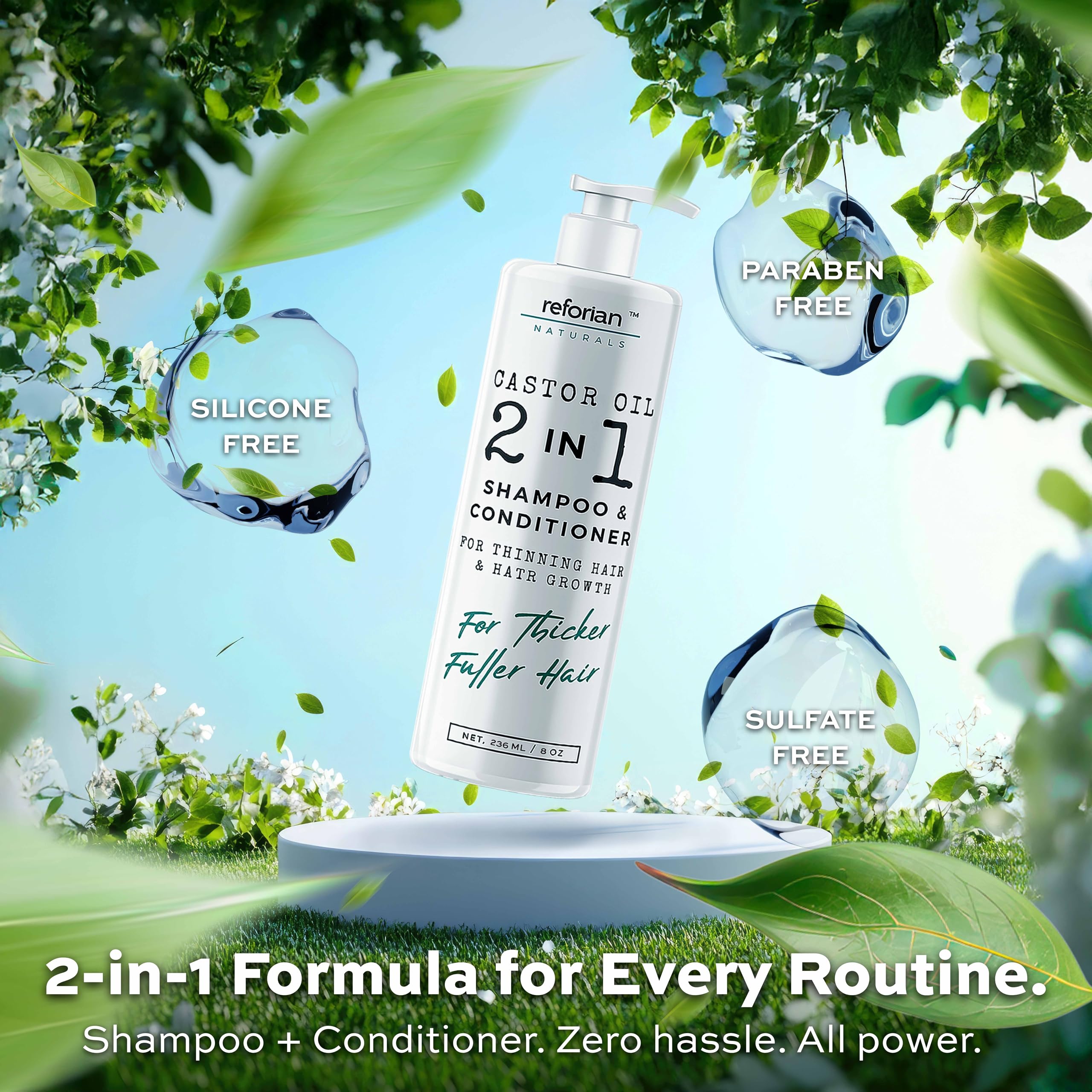 Reforian Castor Oil Shampoo lather for lightweight cleansing and volume.