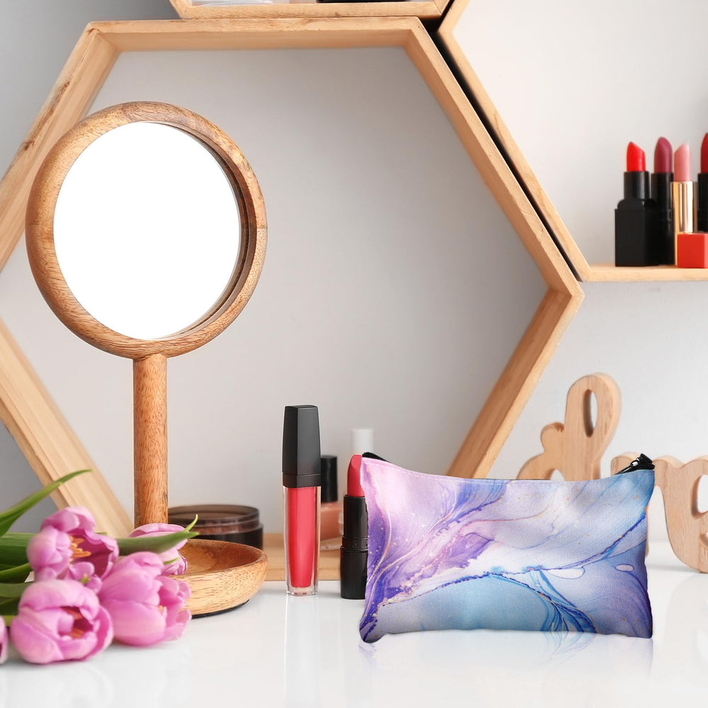 Reginary marble makeup bag set 2 in vivid pattern for daily cosmetics storage.