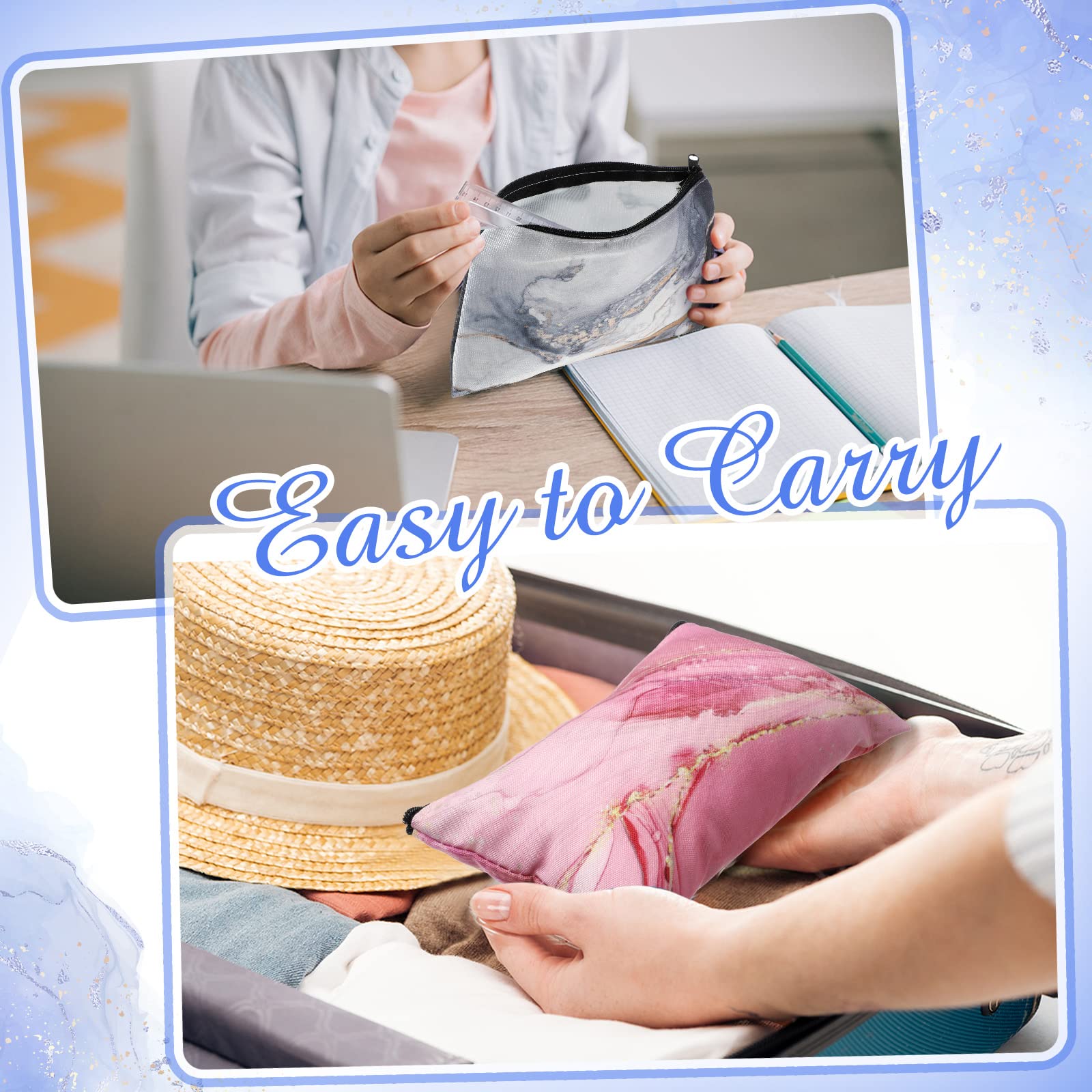 Reginary marble makeup bag set 4 travel-friendly pouch for toiletries and cosmetics.