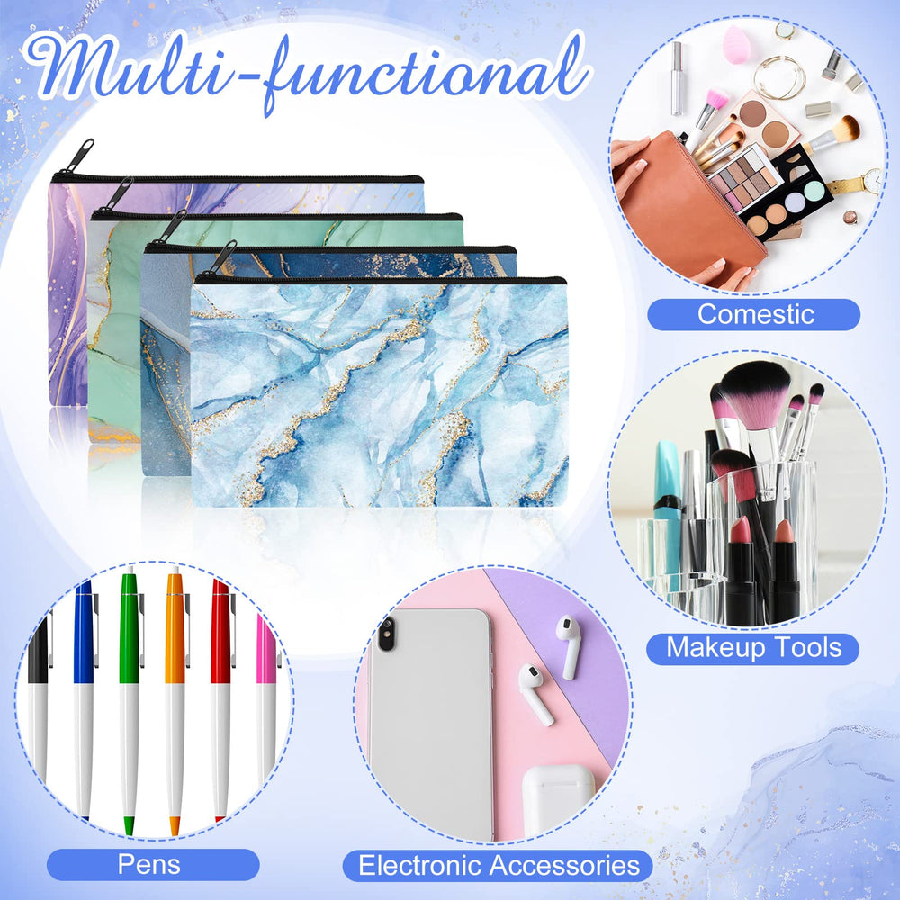 Reginary marble makeup bag set 7 lightweight storage for pencils, keys, etc.