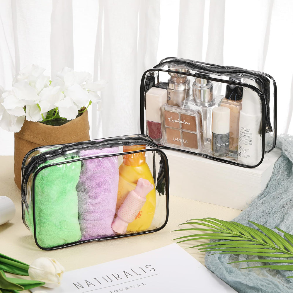 Reginary waterproof PVC cosmetic bags side zipper protects contents during travel.
