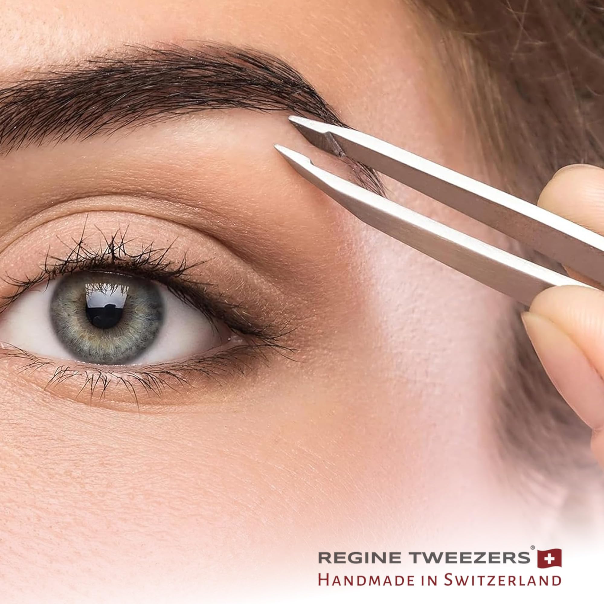 Regine Switzerland tweezers stainless steel craftsmanship with 40-step finish for professional results.
