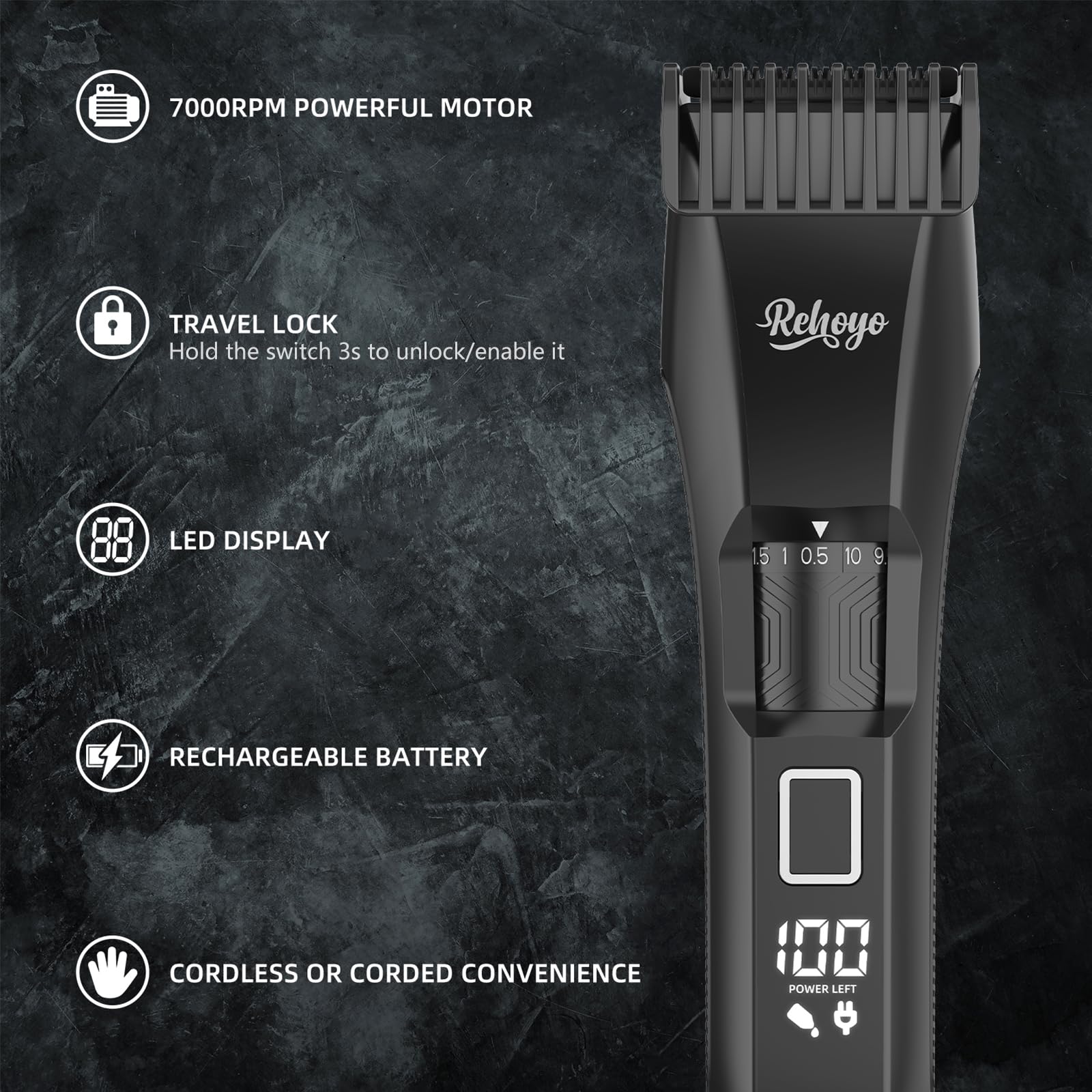 REHOYO BeardFix stainless steel blade close-up for sharp, clean lines