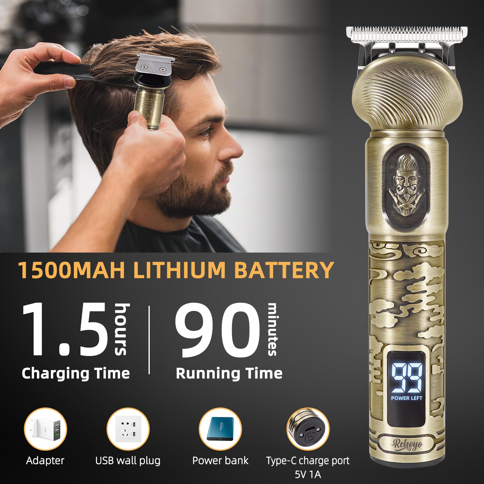 REHOYO precision trimmer for moustache and edges.