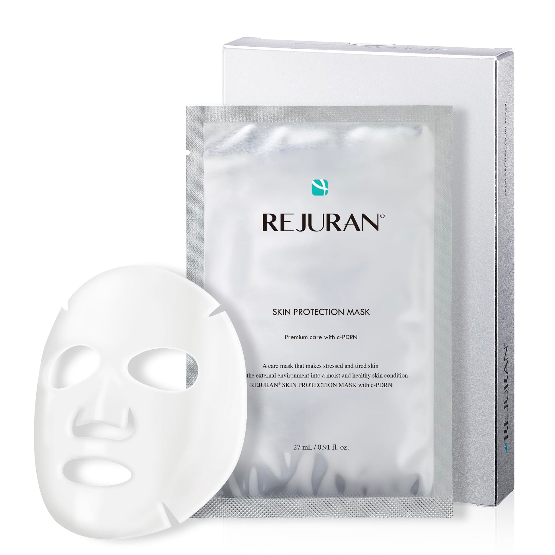 REJURAN skin protection mask pack showcases fragrance-free hydration for sensitive skin