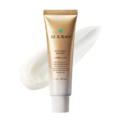 REJURAN Active Cream Enhanced bottle close-up highlighting DOT c-PDRN for elasticity.