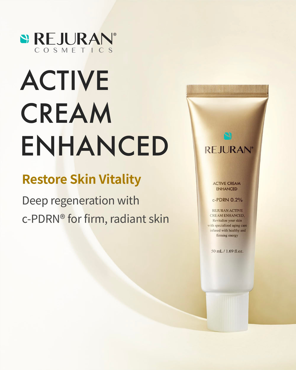 REJURAN Active Cream Enhanced pump dispense demonstrates easy daily application.