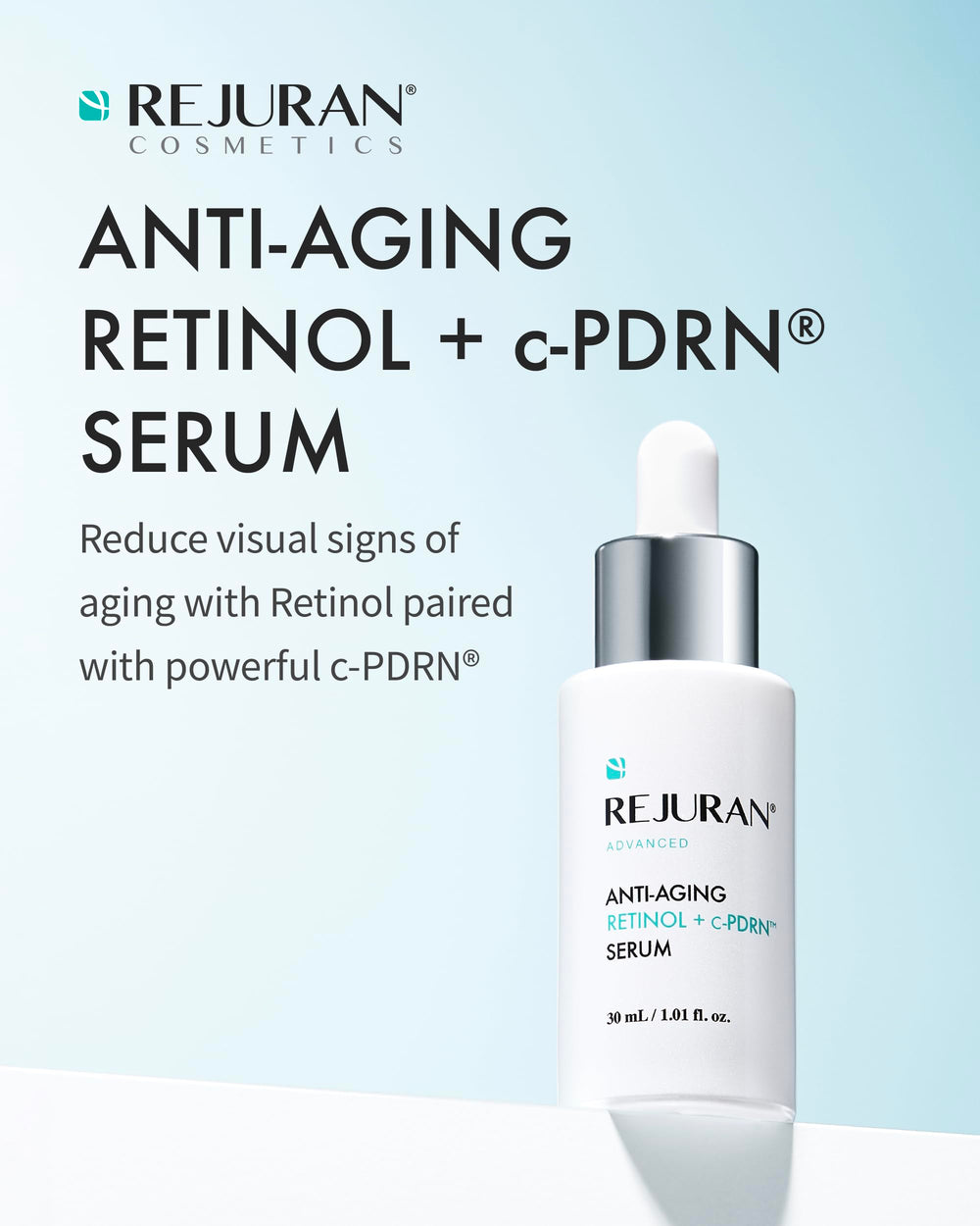 REJURAN CPDRN technology ampoule close-up highlighting collagen support.