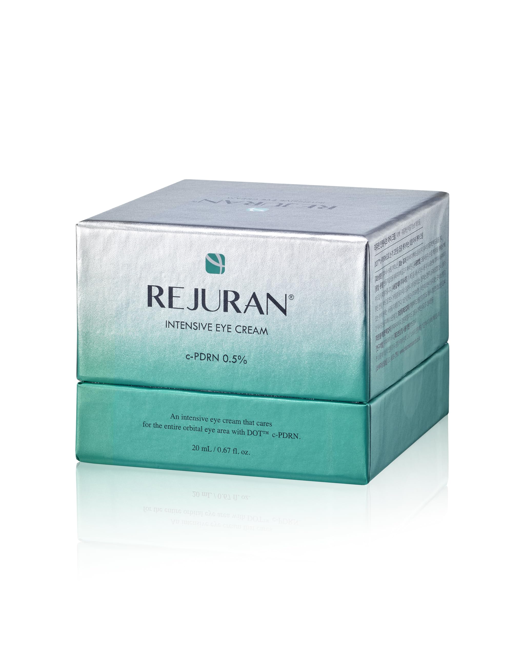 Rejuran eye cream texture swatch; creamy, fast-absorbing finish under daytime or night routines.