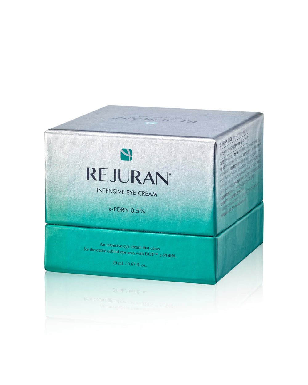 Rejuran eye cream texture swatch; creamy, fast-absorbing finish under daytime or night routines.