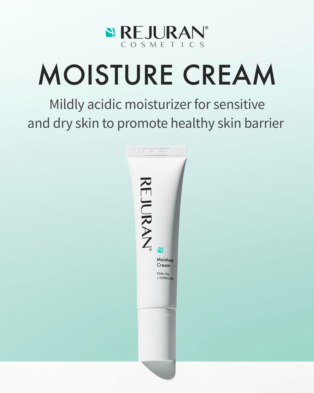 REJURAN Moisture Cream jar side view highlights minimalist packaging and user friendly design