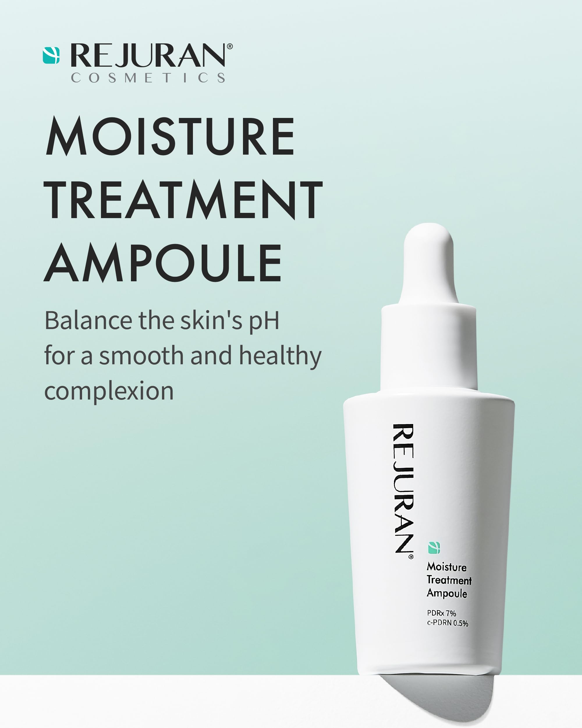 REJURAN Moisture Treatment Ampoule application packaging demonstrates easy, quick absorption for daily routines.