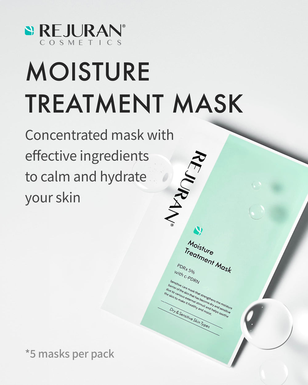 REJURAN CPDRx sheet closeup showing high concentration for soothing needs.