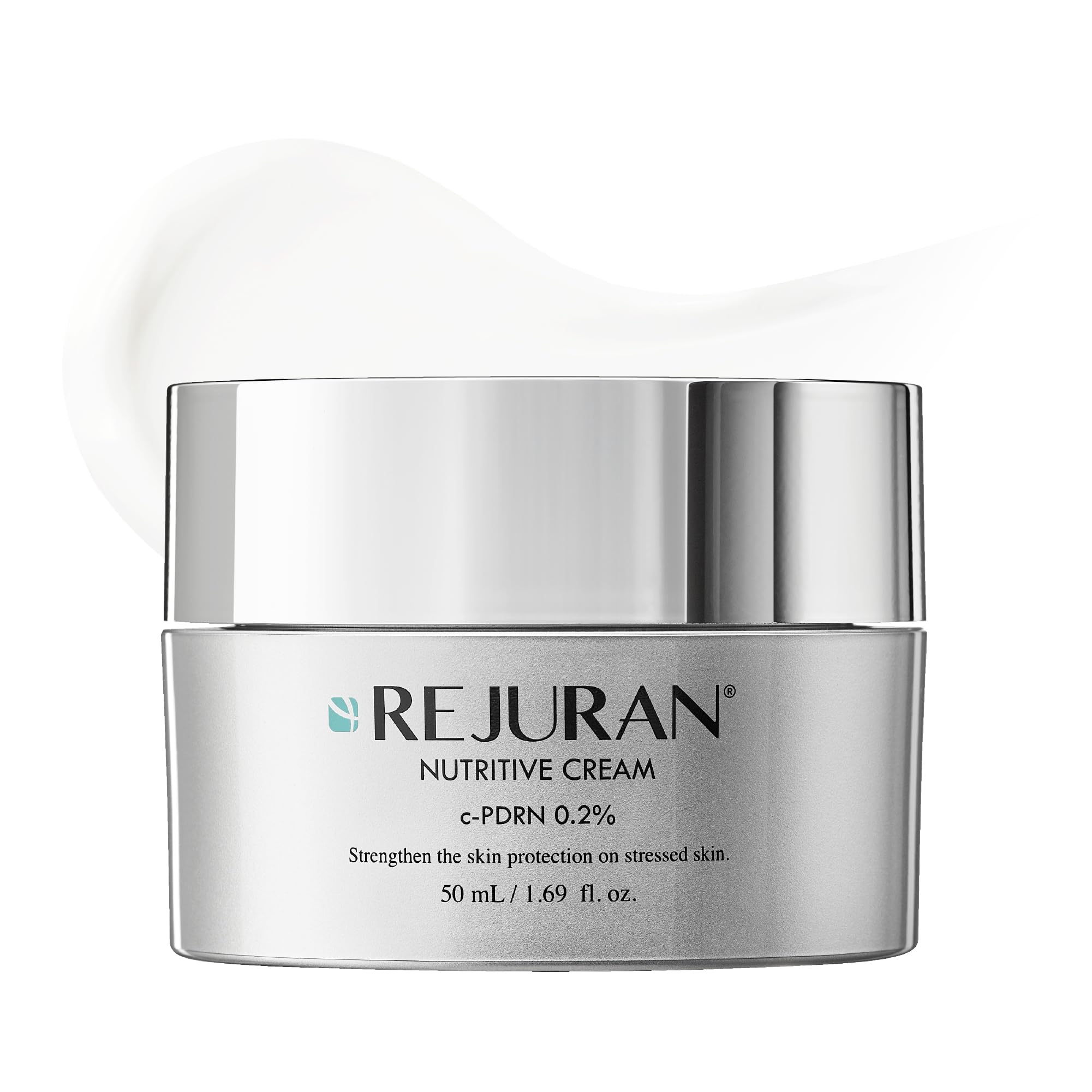 REJURAN Nutritive Cream c-PDRN bottle highlights premium hydration for radiant skin.