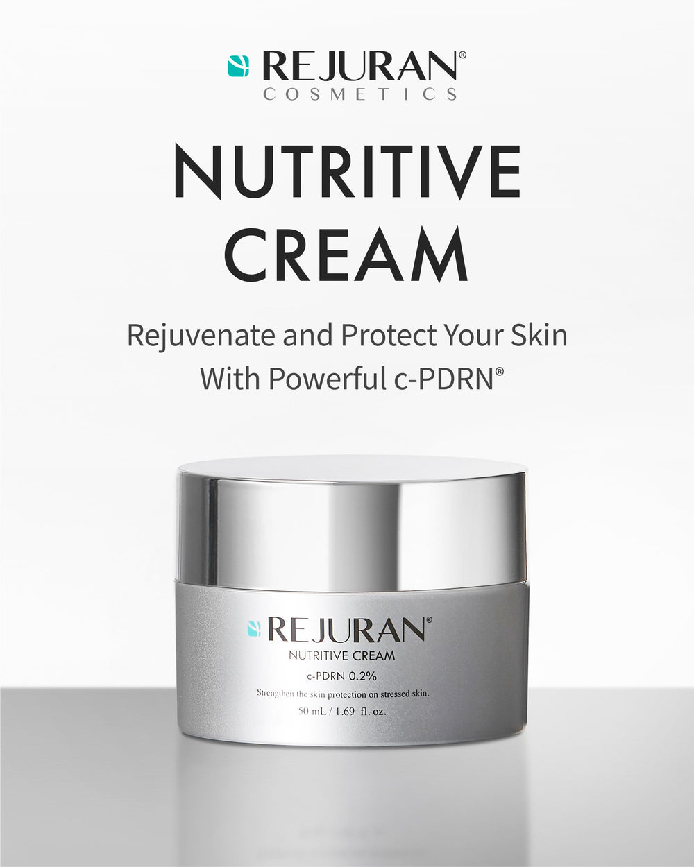 REJURAN Nutritive Cream silky texture close-up emphasizes luxurious moisture.
