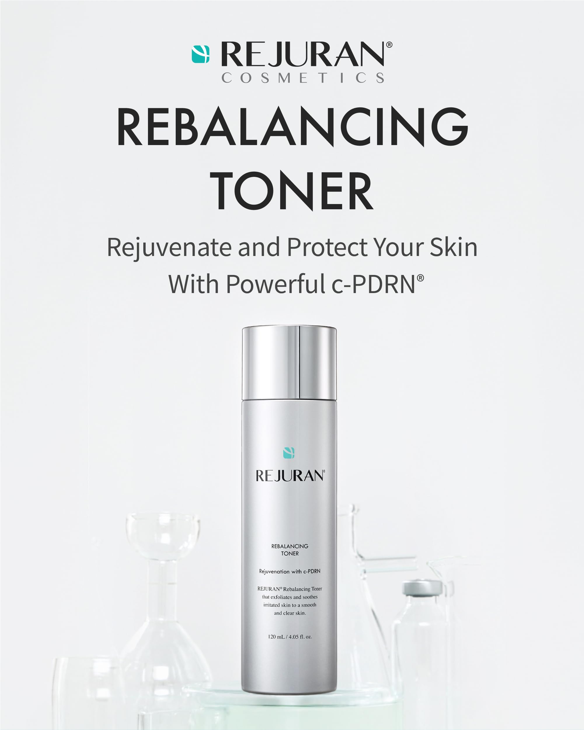 REJURAN Rebalancing Toner application showcases salmon serum benefits for even texture.