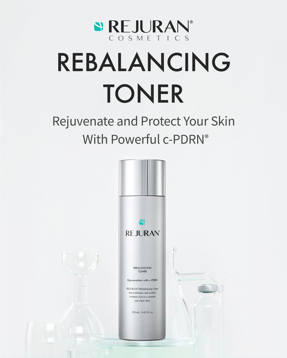 REJURAN Rebalancing Toner application showcases salmon serum benefits for even texture.