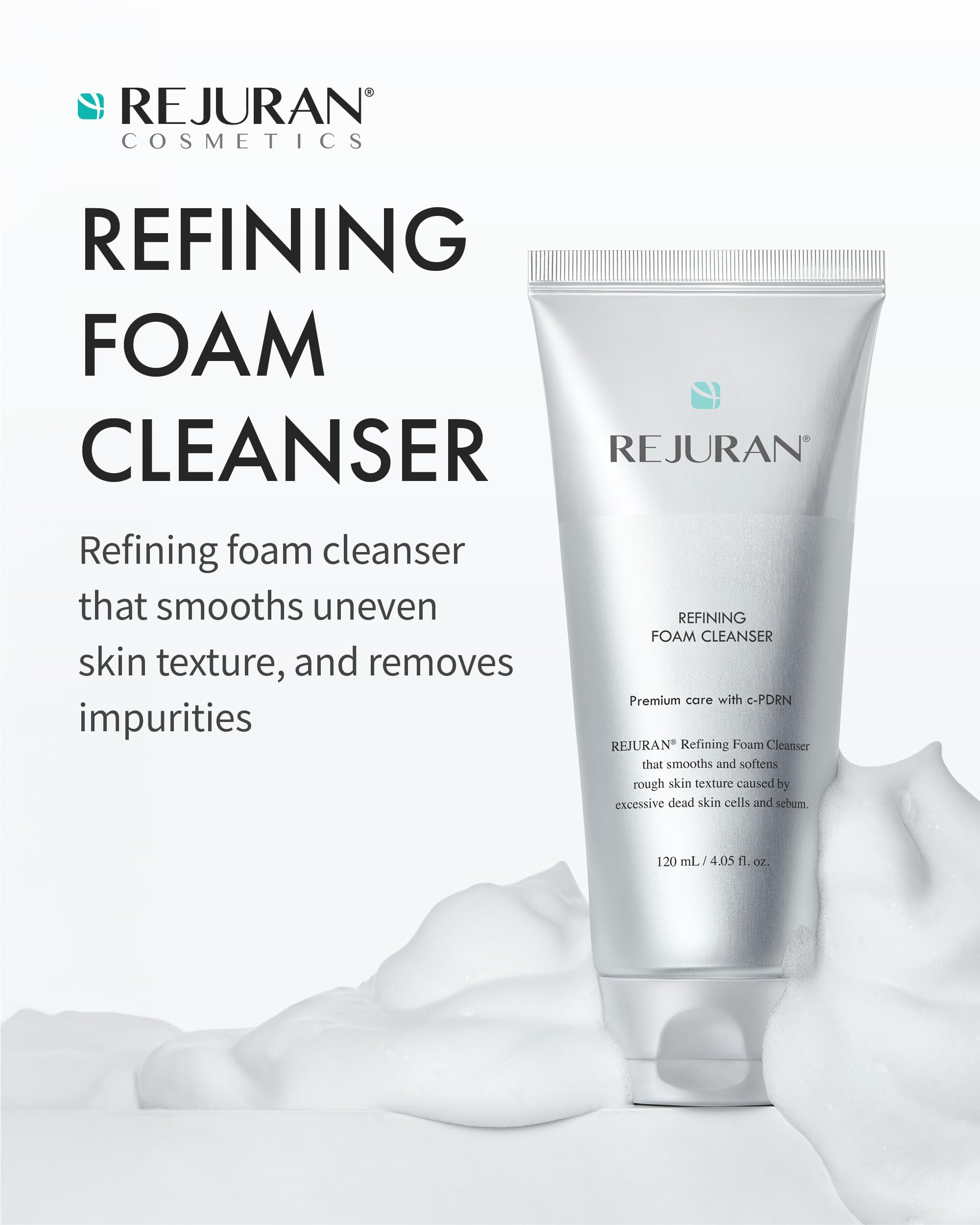 REJURAN Refining Foam Cleanser hyaluronic acid droplets during cleansing