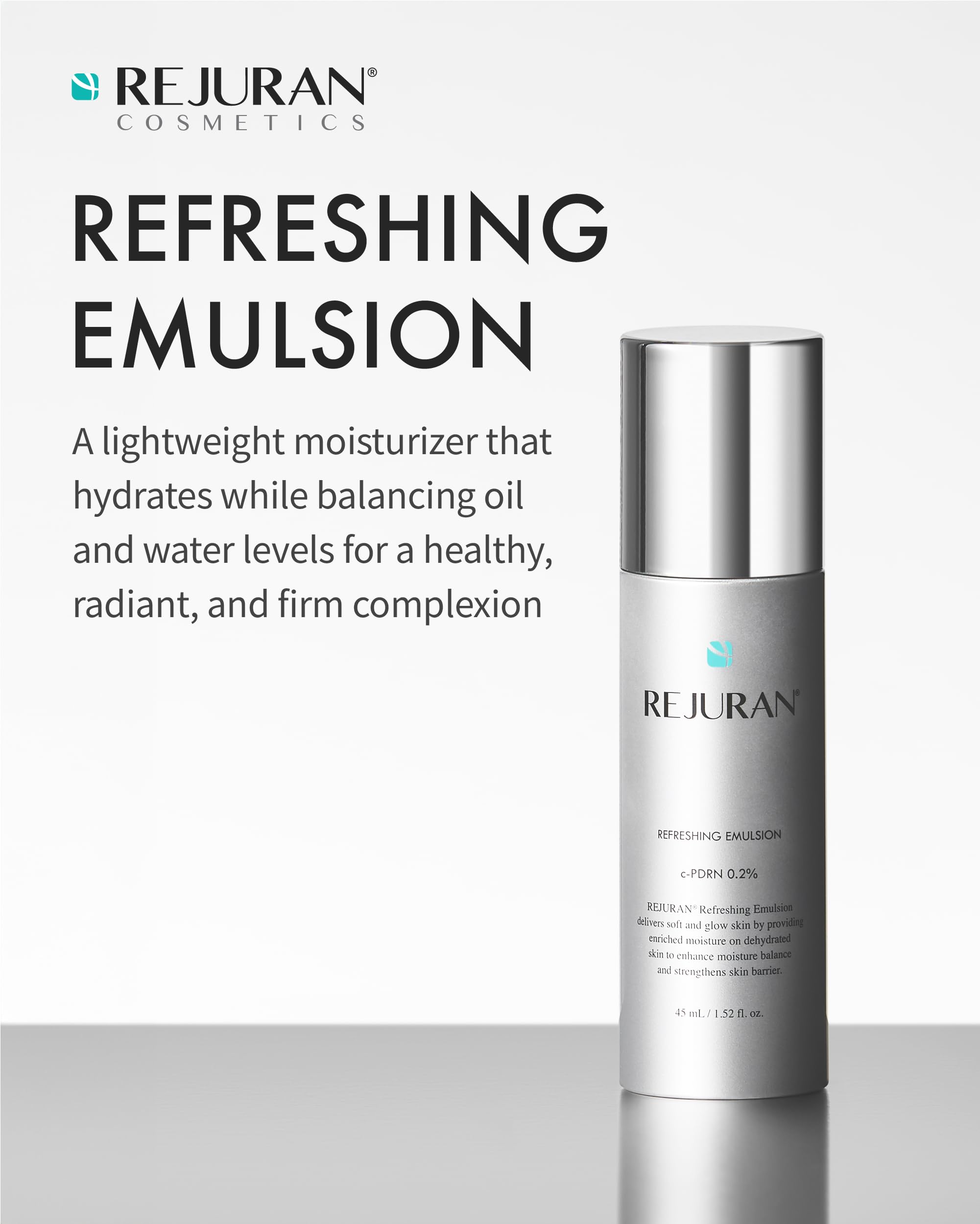 REJURAN emulsion texture swatch shows light, non-greasy finish