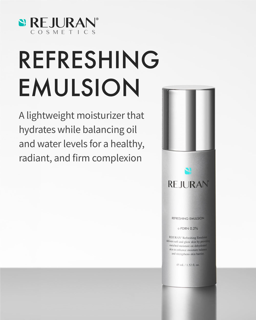 REJURAN emulsion texture swatch shows light, non-greasy finish