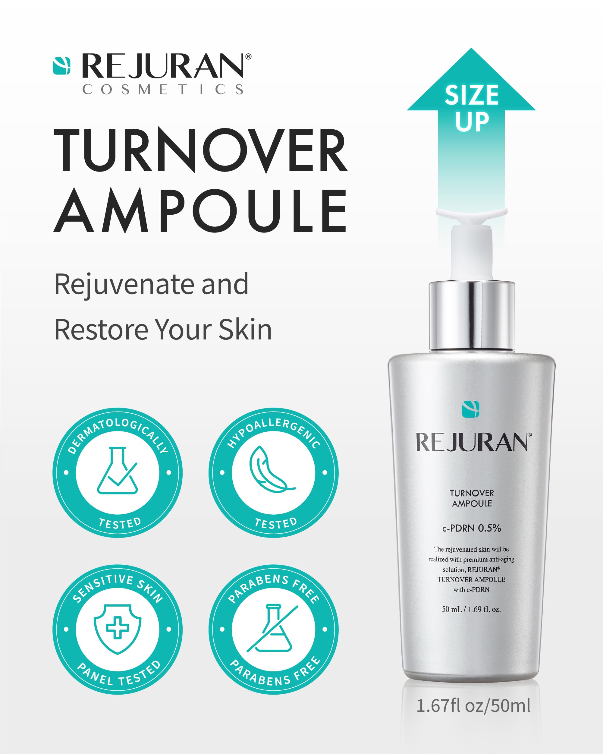 REJURAN Turnover Ampoule droplet shows precise dosing for skin turnover