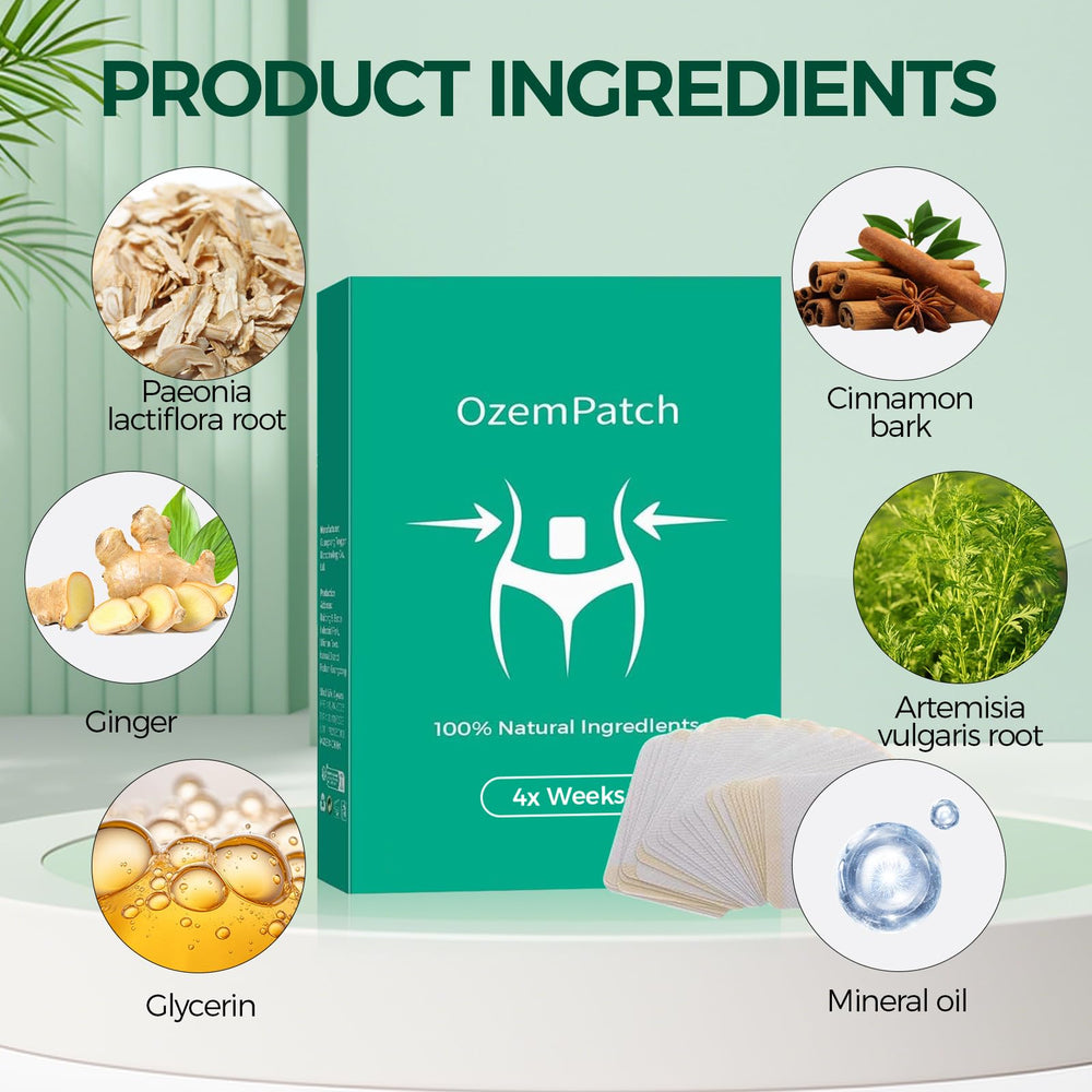 RejuvaCare Ozempatch natural ingredients close-up highlighting gentle formulation