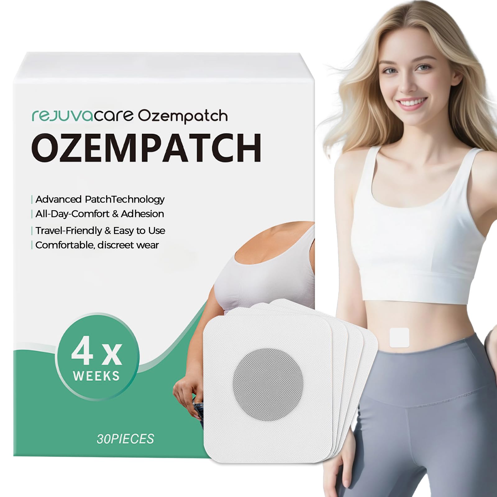 RejuvaCare Ozempatch shows soft breathable material for daily comfort during workouts