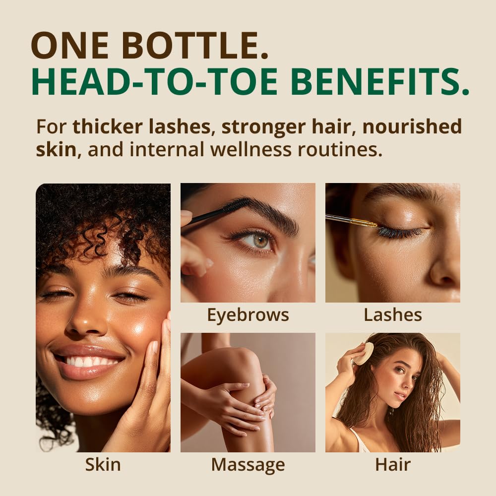 RejuveNaturals Castor Oil dropper tip supports targeted lash and brow use