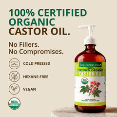 RejuveNaturals Castor Oil glass bottle pour highlights easy application