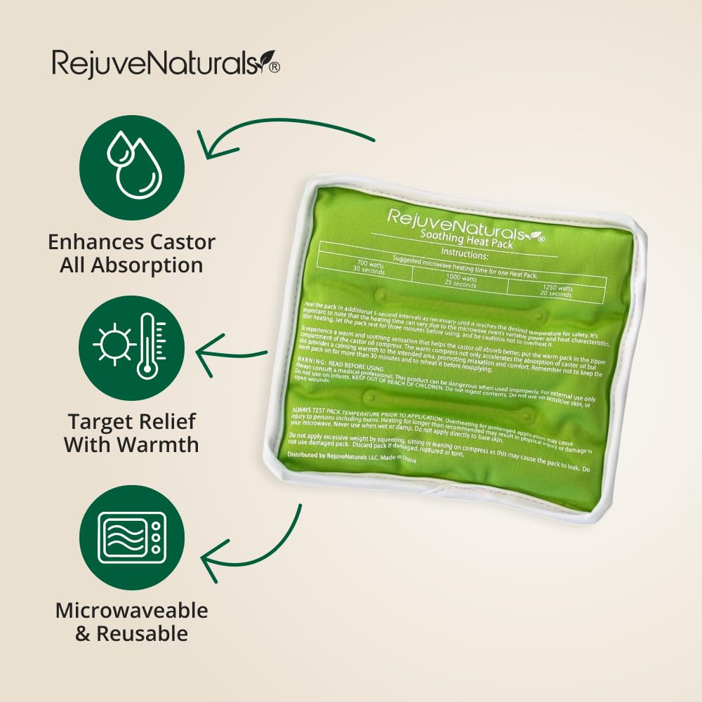 RejuveNaturals castor oil pack kit all-in-one - premium self-care set for versatile routines.