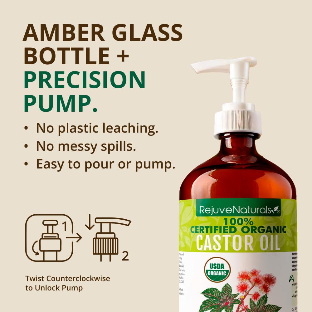 RejuveNaturals Castor Oil made in USA non-GMO hexane-free