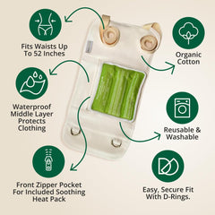 RejuveNaturals wrap with front zip pocket - secure space for the heating pack during use.