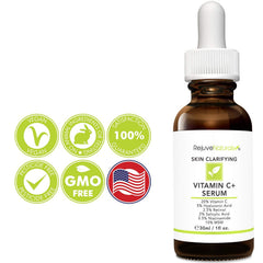 Rejuvenaturals serum-ingredients-closeup showcases hyaluronic acid and vitamin C synergy for hydration and clarity.