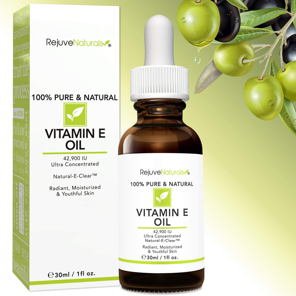 RejuveNaturals Vitamin E Oil being applied in drops to skin for hydration