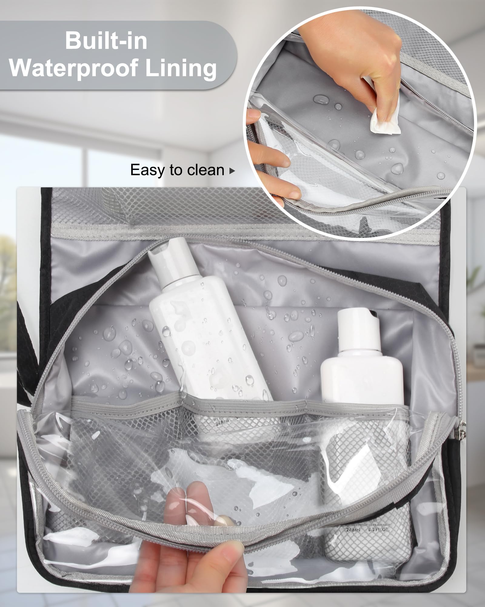 Relavel black cosmetic organizer case stores toiletries neatly for any trip.