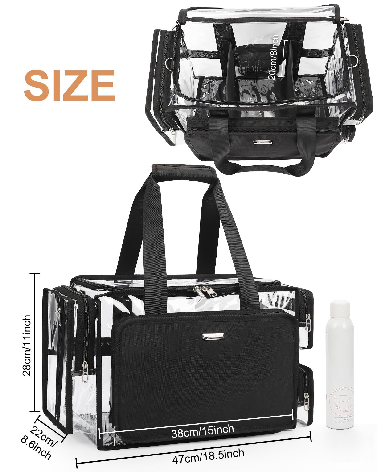 Relavel clear makeup bag premium PVC material for durability and easy cleaning.